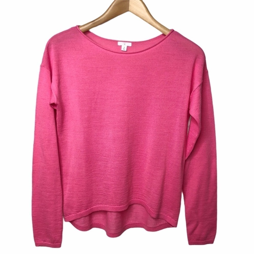 BP Pullover Knit Sweater High Low Hem Pink Size Medium Rolled Neckline